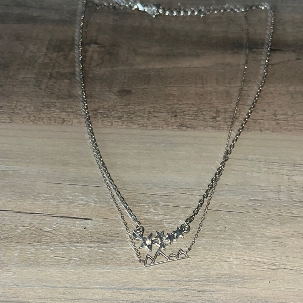 Pagoda Silver Mountain Stars Diamond Necklace